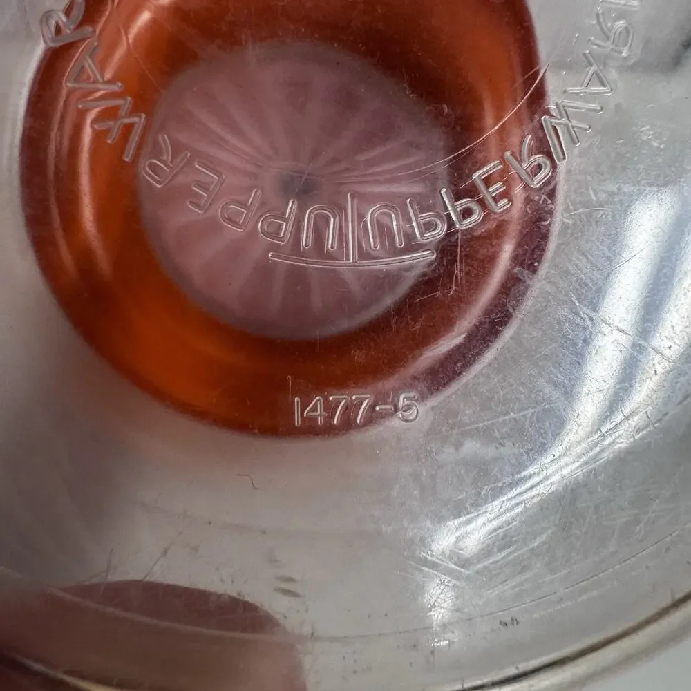 Vintage Tupperware Orange 2 1/4 Cup Canister #1477 With Push Button Lid